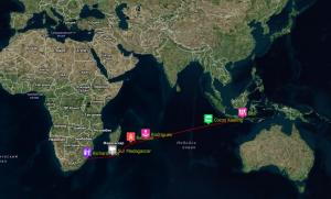 Ruta realizada por el SIKKIM en el Oceano Indico 